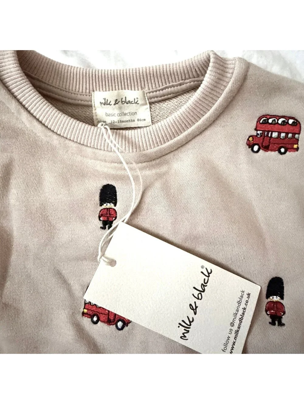 Milk & Black Tan British London Embroidered Sweatshirt and Joggers Set